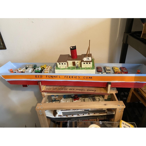 78 - BALSAWOOD CAR FERRY HOMEMADE LENGTH 90CM WIDTH 15CM