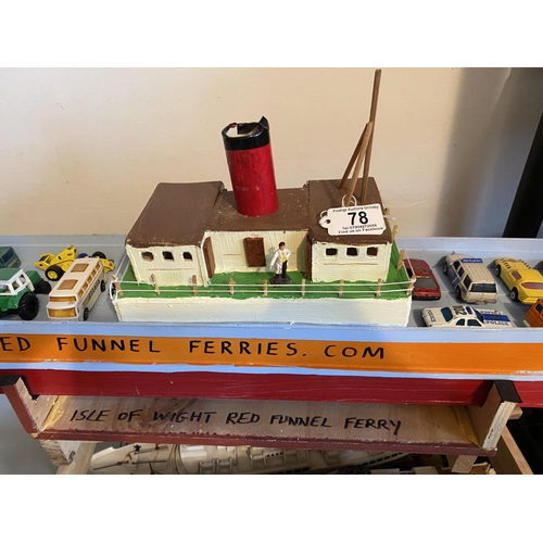 78 - BALSAWOOD CAR FERRY HOMEMADE LENGTH 90CM WIDTH 15CM