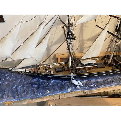 79 - LARGE SAILING SHIP REMOVED FROM CASE LENGTH 90CM WIDTH 13CM