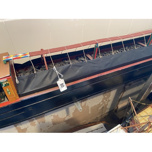 80 - MOTORIZED WOODEN COMMERCIAL BOAT LENGTH 180CM WIDTH 21CM