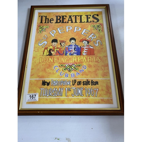 167 - The Beatles sgt peppers framed picture