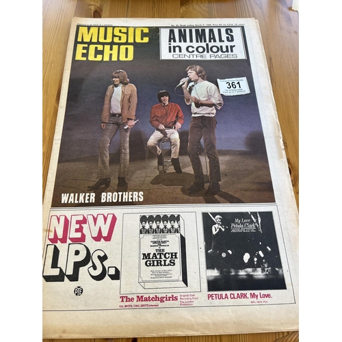 361 - Rare music echo 1966 animals walker bros complete paper