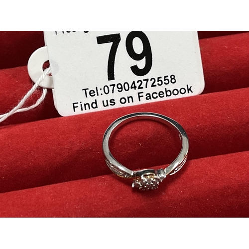 79 - DIAMOND STERLING SILVER RING EX SHOPPING CHANNEL SIZE N