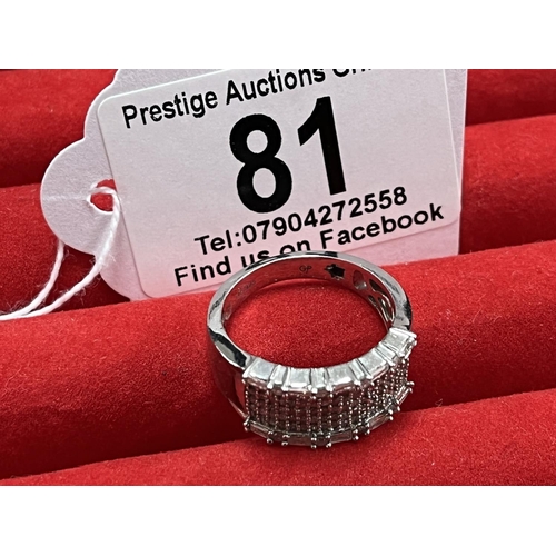 81 - DIAMOND STERLING SILVER RING EX SHOPPING CHANNEL SIZE N