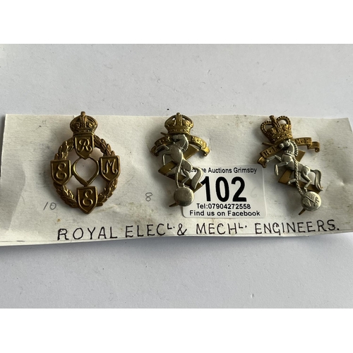 102 - 3 X ROYAL ELEC & MECH ENGINEERS BADGES