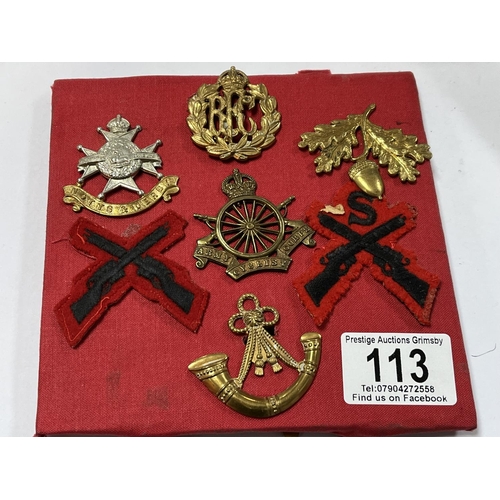 113 - ASSORTED CAP BADGES & PATCHES