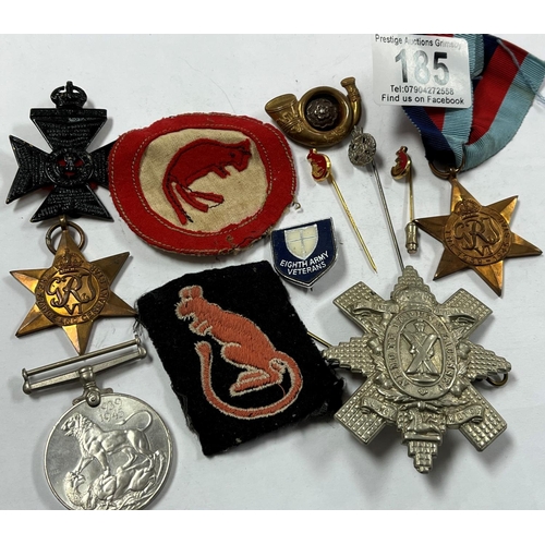 185 - ASSORTED MILITARY BADGES, PATCHES & MEDALS