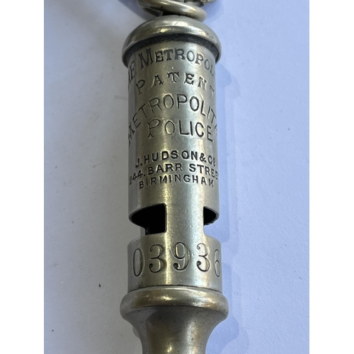 20 - ORIGINAL HUDSON METROPOLITAN POLICE WHISTLE