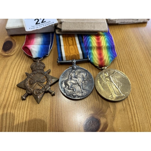 22 - WW1 MEDAL GROUP & BOXES NAMED TO W.S.A 1356 F. EMMITT SKR R.N.R