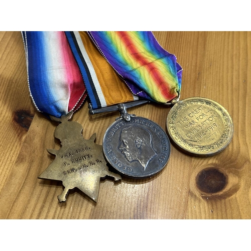 22 - WW1 MEDAL GROUP & BOXES NAMED TO W.S.A 1356 F. EMMITT SKR R.N.R