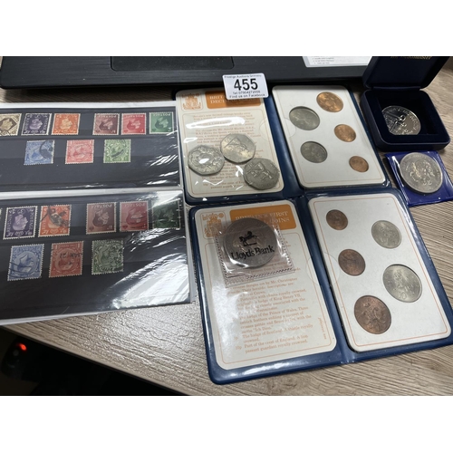 455 - SMALL COLLECTION OF COINS & STAMPS