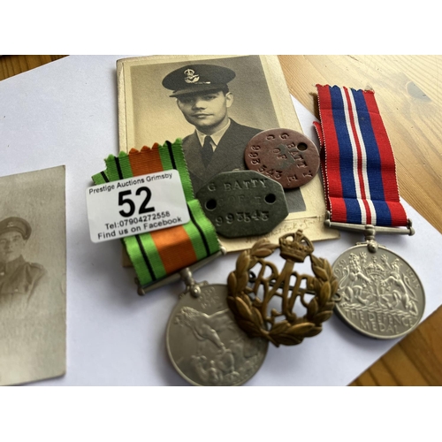 52 - BATTY WORLD WAR 1 & WORLD WAR 2 FAMILY GROUP INCLUDES WW1 MEDALS TO BATTY 351847 PTE G BATTY R SCOTT... 