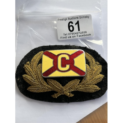 61 - UNKNOWN MILITARY PATCH WITH METAL C