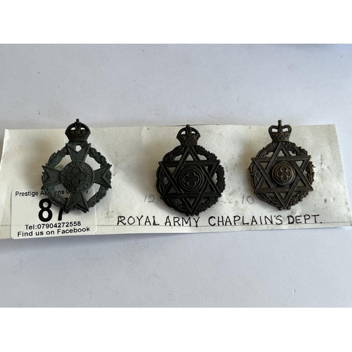 87 - ROYAL ARMY CHAPLINS DEPARTMENT BADGES