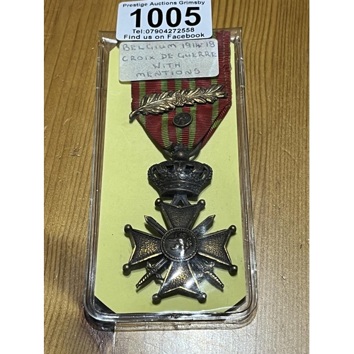 1005 - BELGIUM 1914-18 CROIX DE GUERRE WITH MENTIONS