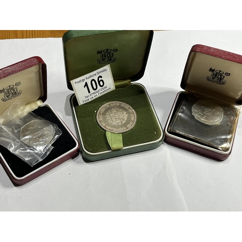 106 - ELIZABETH & PHILLIP 1972 COIN & 2 50P PROOF COINS