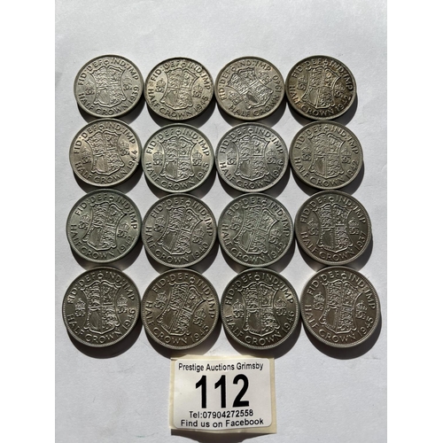 112 - 16 X PRE 1947 HALF CROWNS IN EXTREMELY COLLECTABLE CONDITION 227 GRAMS
