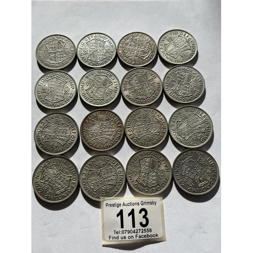 113 - 16 X PRE 1947 HALF CROWNS IN EXTREMELY COLLECTABLE CONDITION 227 GRAMS