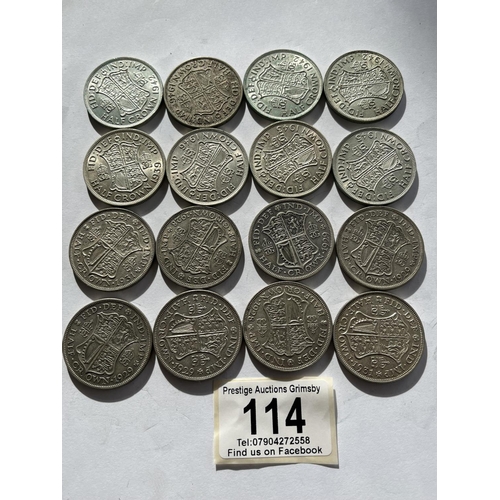 114 - 16 X PRE 1947 HALF CROWNS IN EXTREMELY COLLECTABLE CONDITION 227 GRAMS