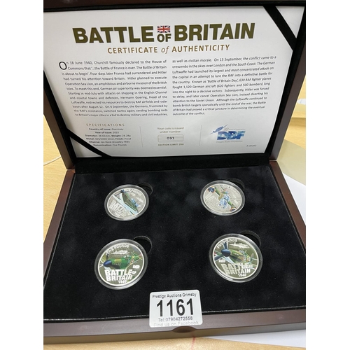 1161 - BATTLE OF BRITAIN COIN SET 4 X STERLING SILVER 4 X 28G