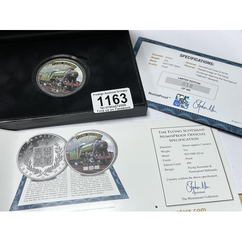 1163 - FLYING SCOTSMAN SILVER PROOF COIN 2OZ