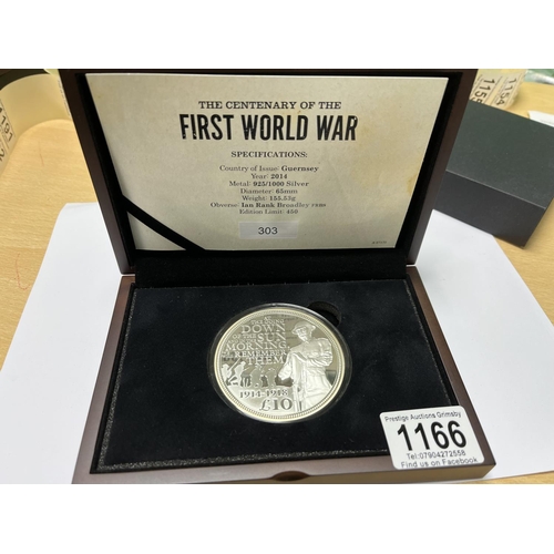 1166 - WW1 STERLING SILVER COIN 155G