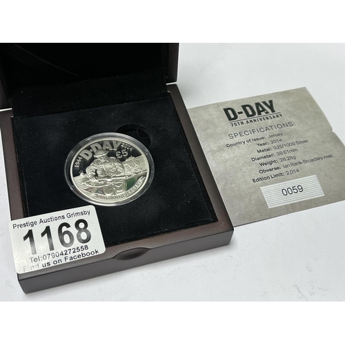 1168 - STERLING SILVER D DAY £5 COIN 28G