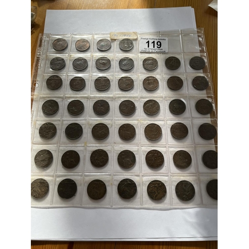 119 - A SHEET OF 1911-1956 FARTHINGS