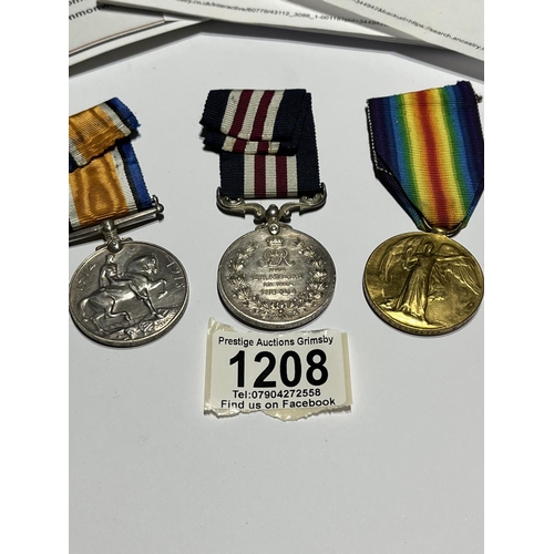 1208 - WW1 MEDAL GROUP INCLUDING BRAVERY MEDAL 241735 PTE E FRESHWATER WEST RIDING REGIMENT