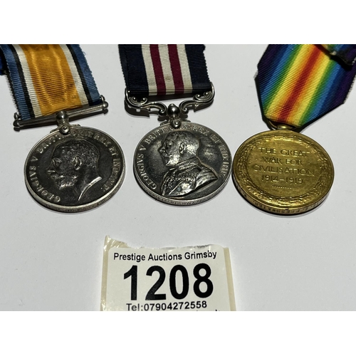 1208 - WW1 MEDAL GROUP INCLUDING BRAVERY MEDAL 241735 PTE E FRESHWATER WEST RIDING REGIMENT