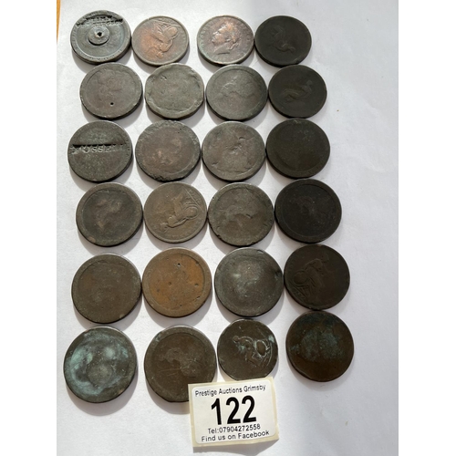 122 - ASSORTED OLD WORN COPPER COINAGE