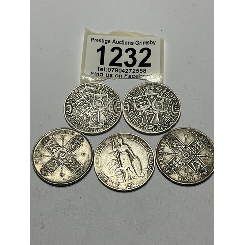 1232 - 5 x SILVER PRE 1920 FLORINS