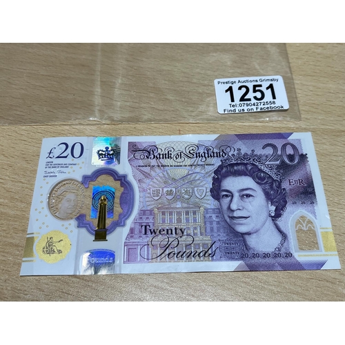 1251 - RARE 1ST RUN £20 POUND NOTE AA01618881