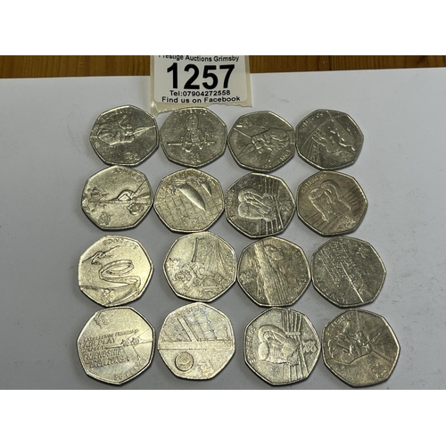 1257 - 16 OLYMPIC 50P COINS