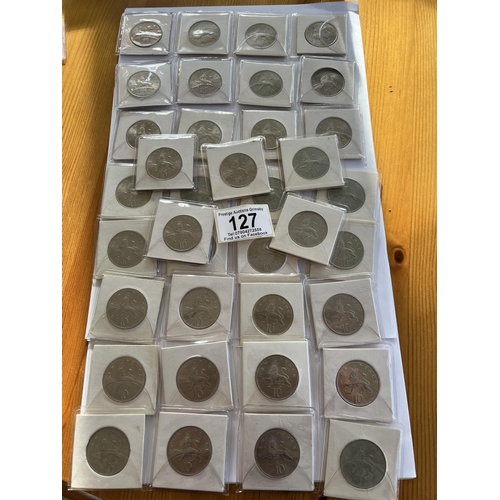 127 - 37 X 10 NEW PENCE COINS EXCELLENT CONDITION IN COLLECTORS SLEEVES