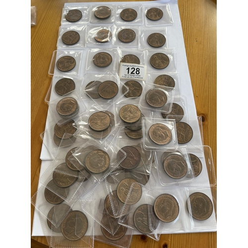 128 - 58 X 1930’S PENNIES IN VERY GOOD CONDITION IN COLLECTORS SLEEVES