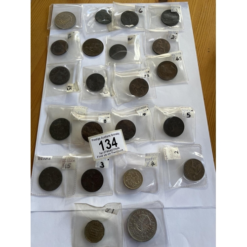 134 - 22 X UK COINAGE YOU CAN SEE THE PURCHASE PRICE FROM YEARS AGO