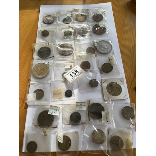 138 - QUANTITY OF ASSORTED TOKENS, MEDALLIONS, COINS ETC
