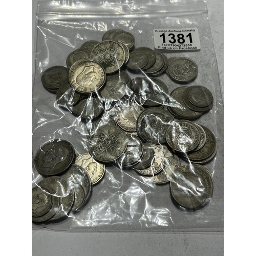 1381 - UNCHECKED PRE 1947 SILVER COINS 500G