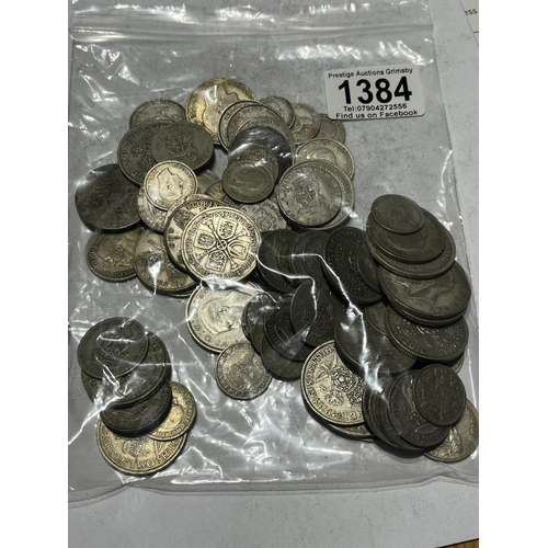 1384 - UNCHECKED PRE 1947 SILVER COINS 500G