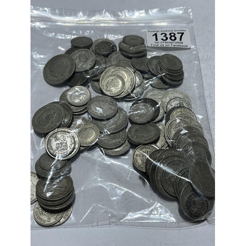 1387 - UNCHECKED PRE 1947 SILVER COINS 500G