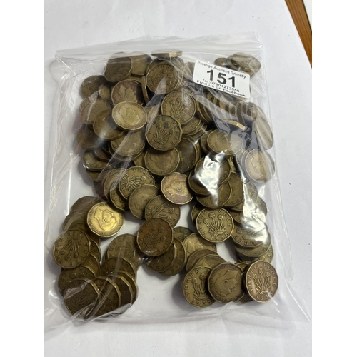 151 - 1KG OF UNSORTED MIXED DATES BRASS 3D COINS