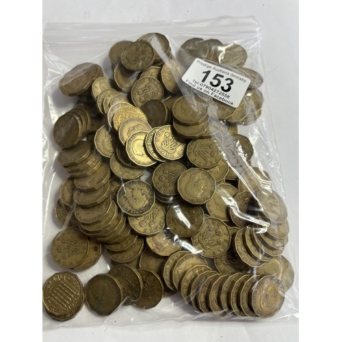 153 - 1KG OF UNSORTED MIXED DATES BRASS 3D COINS