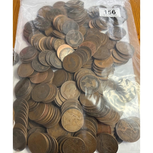 156 - 3KG OF UNSORTED MIXED COPPER PENNIES