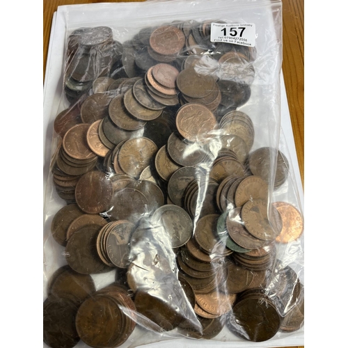 157 - 3KG OF UNSORTED MIXED COPPER PENNIES