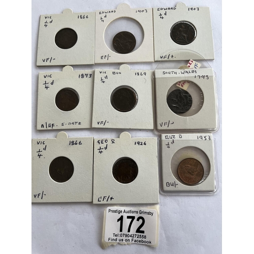 172 - 9 X COLLECTOR GRADE FARTHINGS