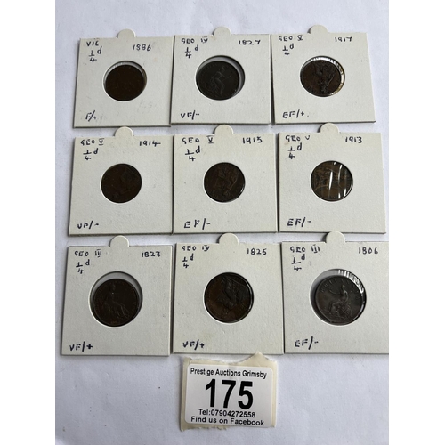 175 - 9 X COLLECTOR GRADE FARTHINGS