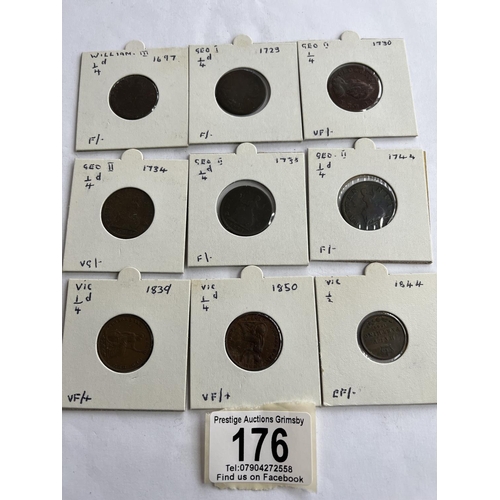 176 - 9 X COLLECTOR GRADE FARTHINGS