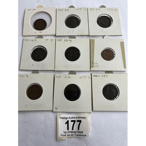 177 - 9 X COLLECTOR GRADE FARTHINGS