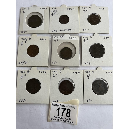 178 - 9 X COLLECTOR GRADE FARTHINGS
